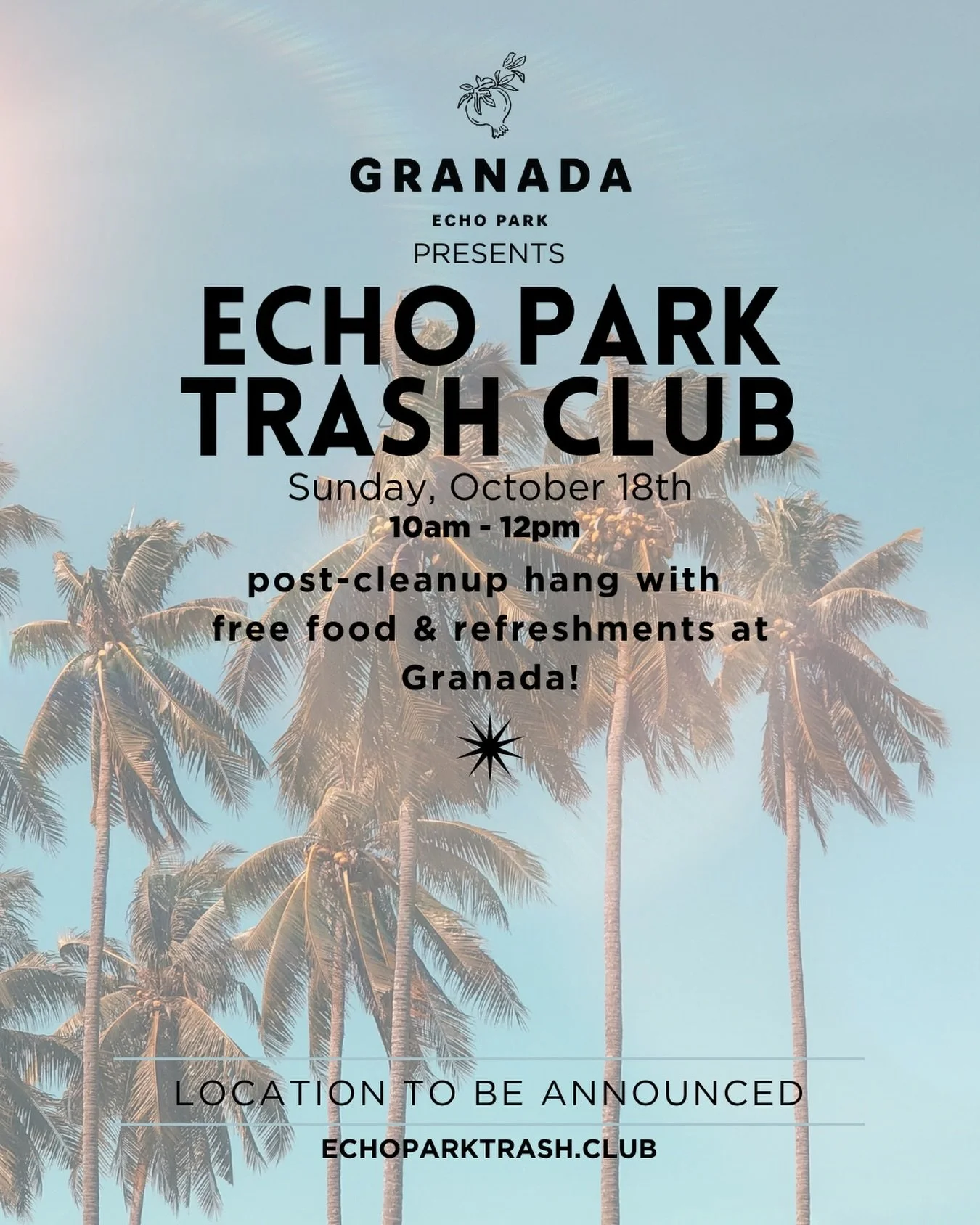 Coming up Oct 18: Echo Park Trash Club x Granada!✨

Hi everyone! We are so excited to announce that our next cleanup will be in collaboration with @granada_echopark, one of LA&rsquo;s best new cafes, tucked inside a home in Angelino Heights. They&rsq