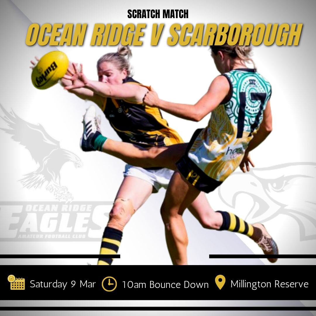 🦅 SCRATCH MATCH 🦅
Join us at Millington Reserve and cheer on our Women's team this Saturday for the first scratch match of the season against @scarborough_fc 

🦅Eagles v Eagles
📅 Saturday 9 March
🏉Bounce Down 10am 
📍 Millington Reserve

📸: @gr
