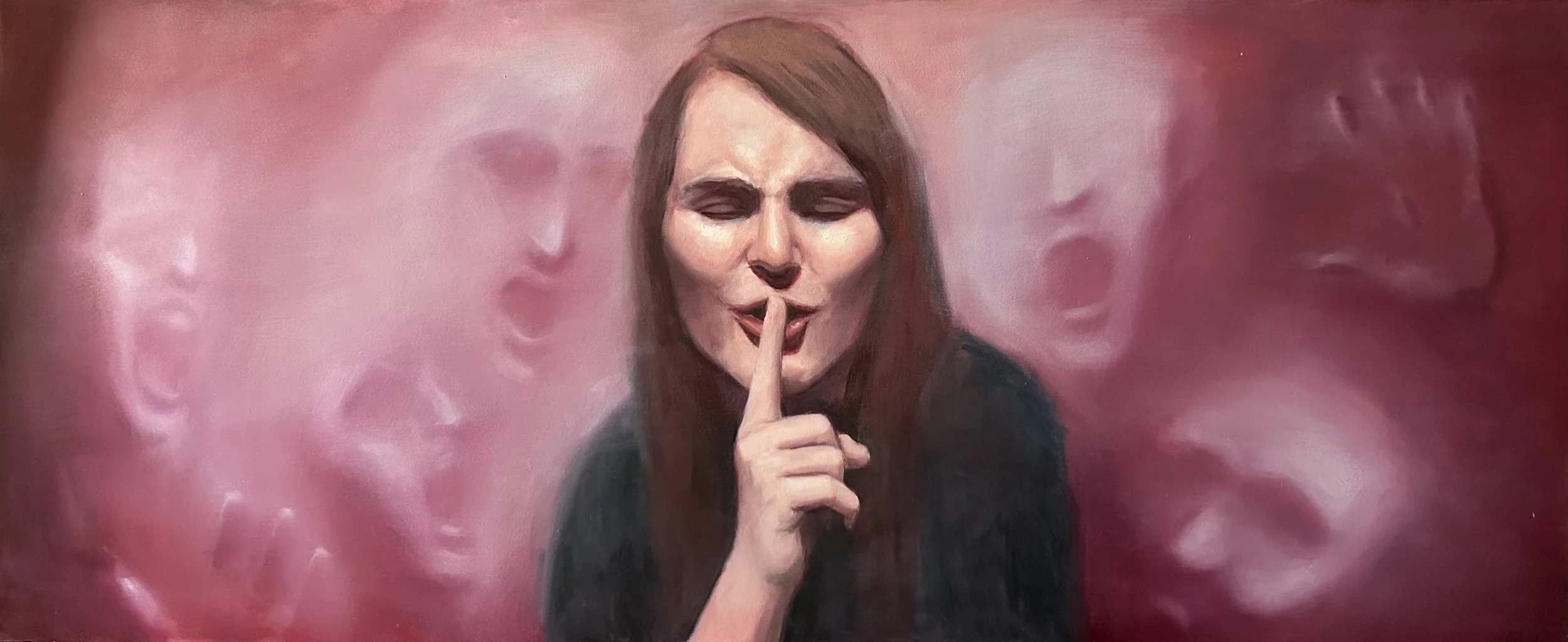 “Sometimes the Silence is Too Loud” 48inx20in Oil on ACM Panel 