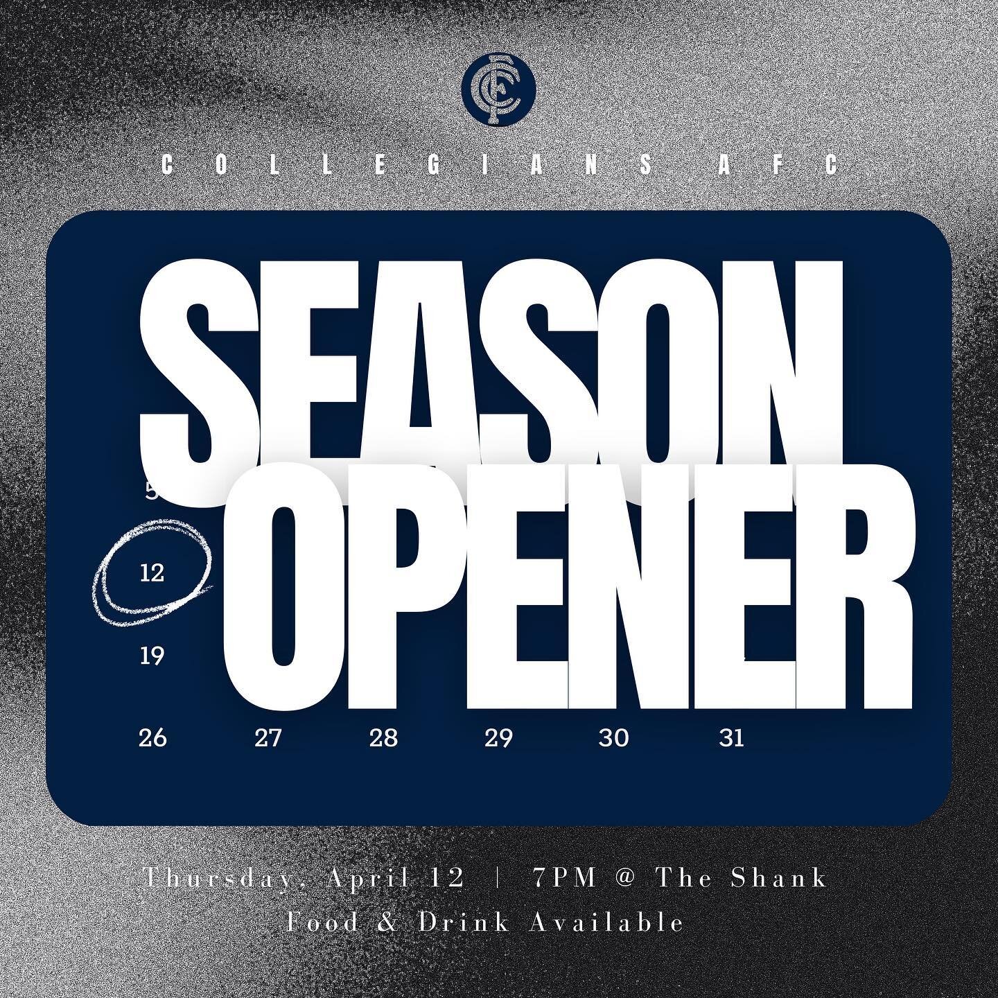 ❗️ TOMORROW NIGHT ❗️ 

On Thursday, April 13th, we will be kicking off the 2023 season with our season launch at the Shank. 

All players and supporters are invited to the club for the announcement of the leadership groups and the round 1 lineups of 