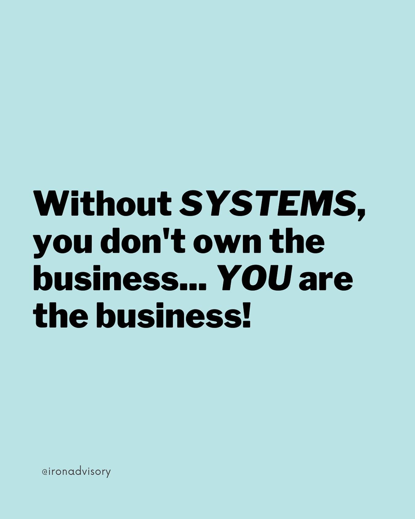 If you were to take off a week right now, could your business continue running?

Unfortunately, for a lot of business owners that answer is no!

While system creation may seem like unnecessary admin work in the beginning, a lack of systems will becom