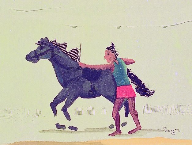 Solo exhibition of Akash Raj Halankar on a collection of paintings on children, at the Nehru Centre Art Gallery, India
