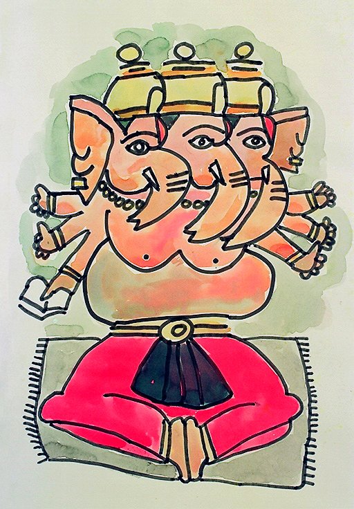 Solo exhibition of Akash Raj Halankar on a collection of paintings on Lord Ganesh, at the Nehru Centre Art Gallery, India