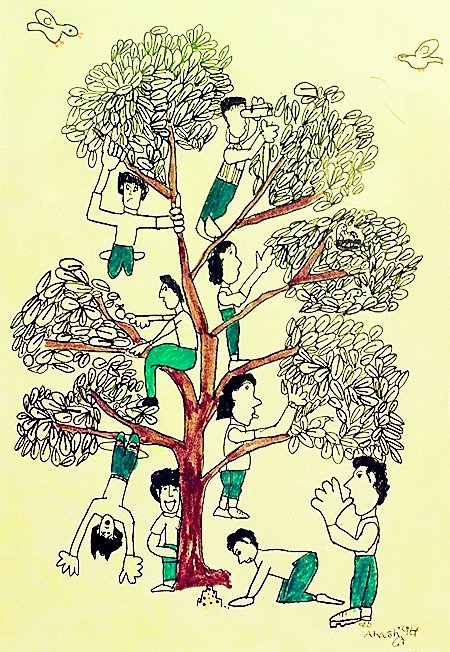 Solo exhibition of Akash Raj Halankar on a collection of paintings on children, at the Nehru Centre Art Gallery, India