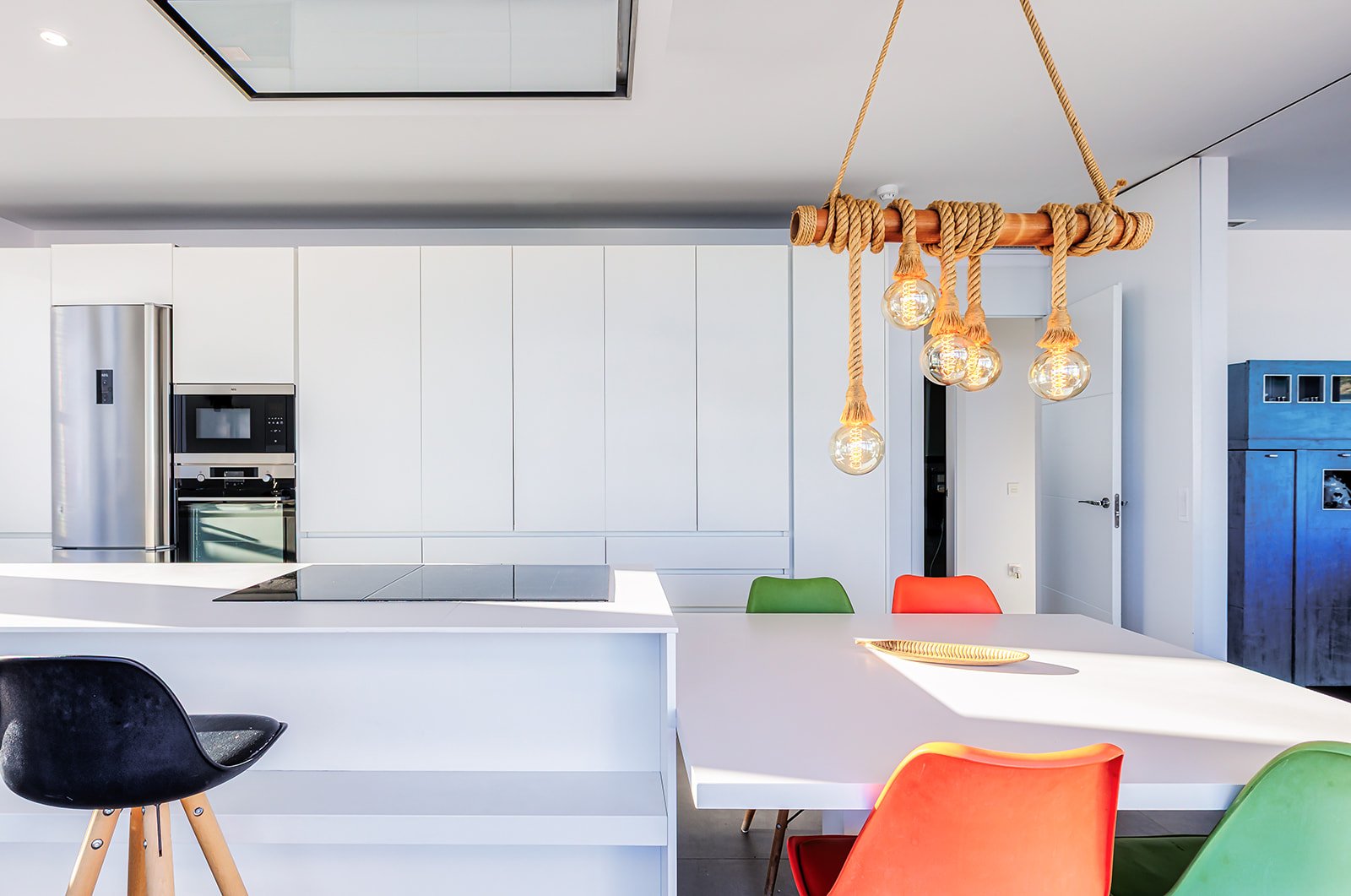 Luxury kitchen island in modern Marbella villa