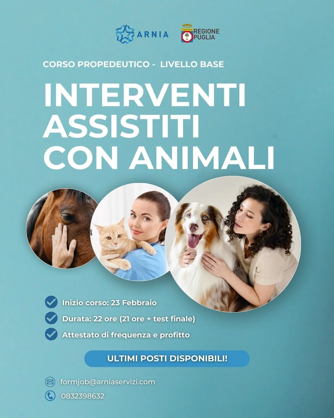 ISCRIZIONI APERTE: Corso Propedeutico IAA – Interventi Assistiti con gli Animali