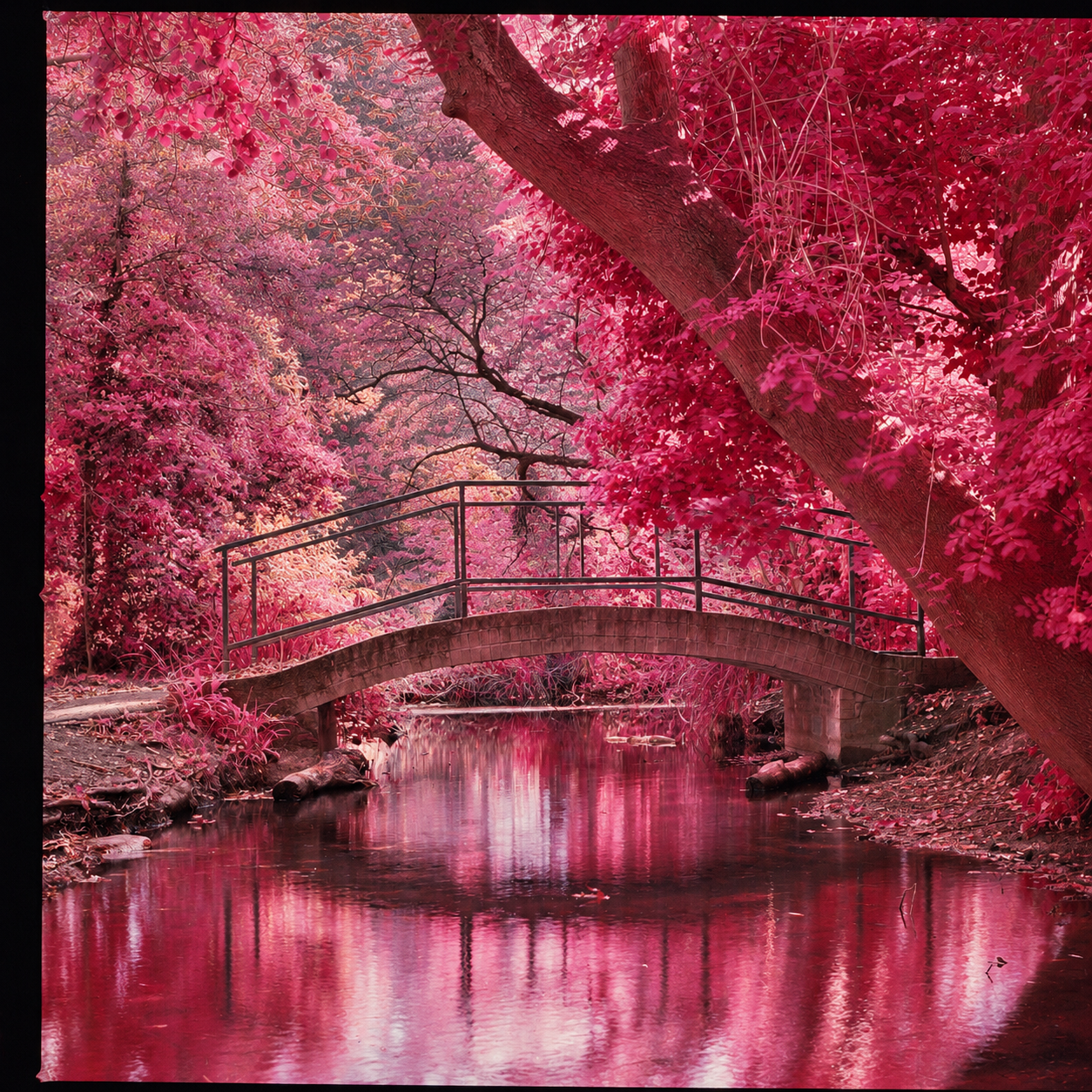 Magenta Woodland Bridge Reflections.png