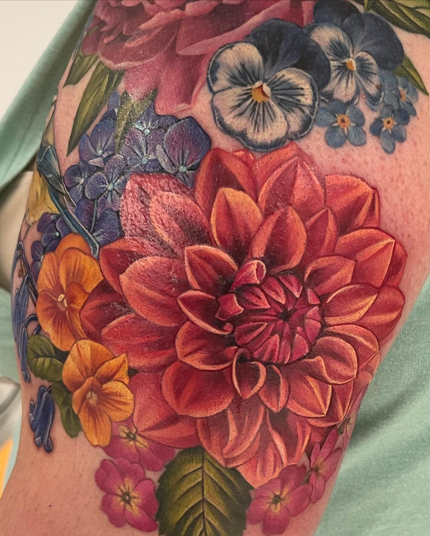 Thank you Marie 💫
From a piece to the beginnings of a half sleeve, in progress, part healed part fresh. Peony, pansies and forgot me nots all long healed. 

Made with @fusion_ink and @killerinktattoo supplies in #edinburgh. I also love @kwadron cart