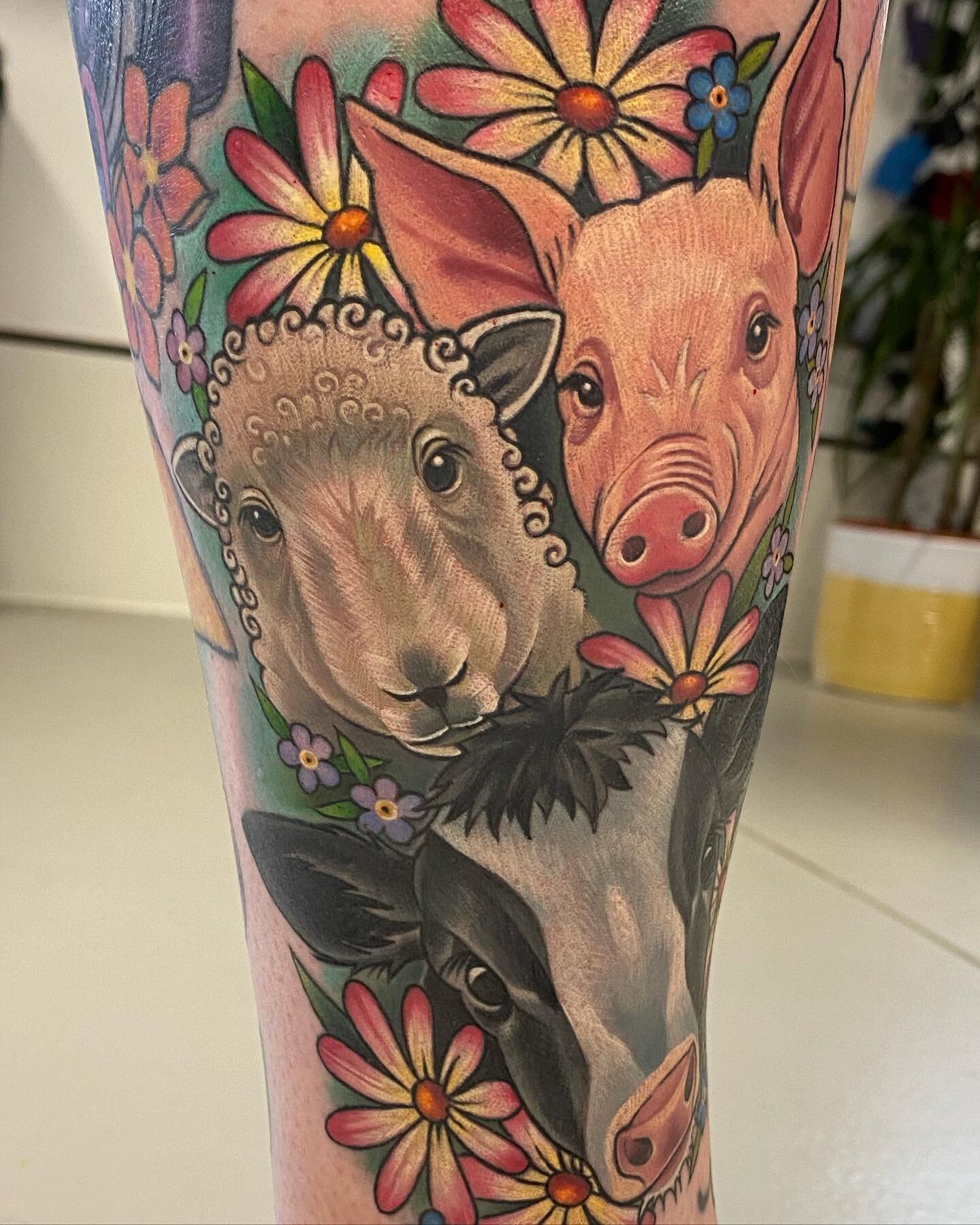Thanks Tiffany 😊 🐖🐄🐑
Apparently we did this in 2022&hellip;

Made with the best @fusion_ink 
Supplies from @killerinktattoo
Made in Edinburgh 🏴󠁧󠁢󠁳󠁣󠁴󠁿 
(I also really like @kwadron cartridges)

Now booking May and June 2024 💫

@michellemad
