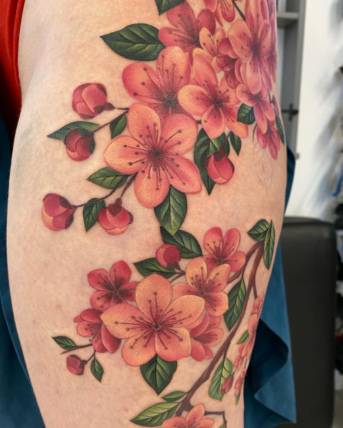 Cherry blossom 🌸 
Thanks Patrycja 😊
First photo is in progress, video is all finished after some minor touch ups in Feb. 

Made with the best @fusion_ink 
Supplies from @killerinktattoo
Made in Edinburgh 🏴󠁧󠁢󠁳󠁣󠁴󠁿 
(I also really like @kwadron
