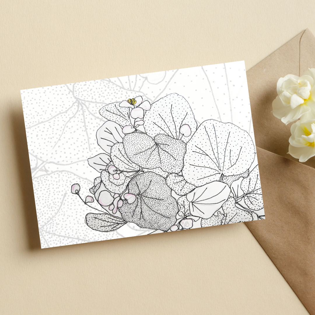 Begonia - Greetings Card