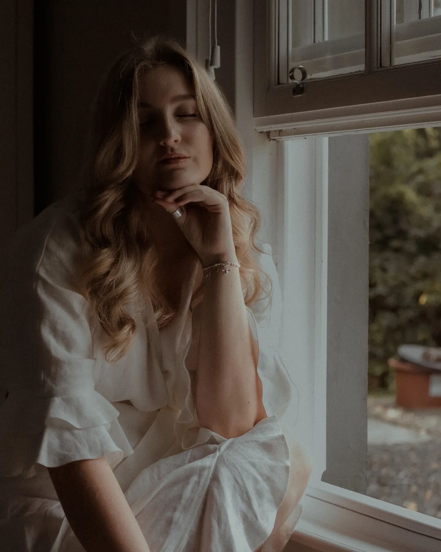 Wedding Day Self Portrait 📷 I still have so many wedding photos to edit, bit-by-bit I'm getting round to them. When I look at this photo I can feel the strong breeze rolling in through the window as the rain hammered the hills beyond. Take me back!