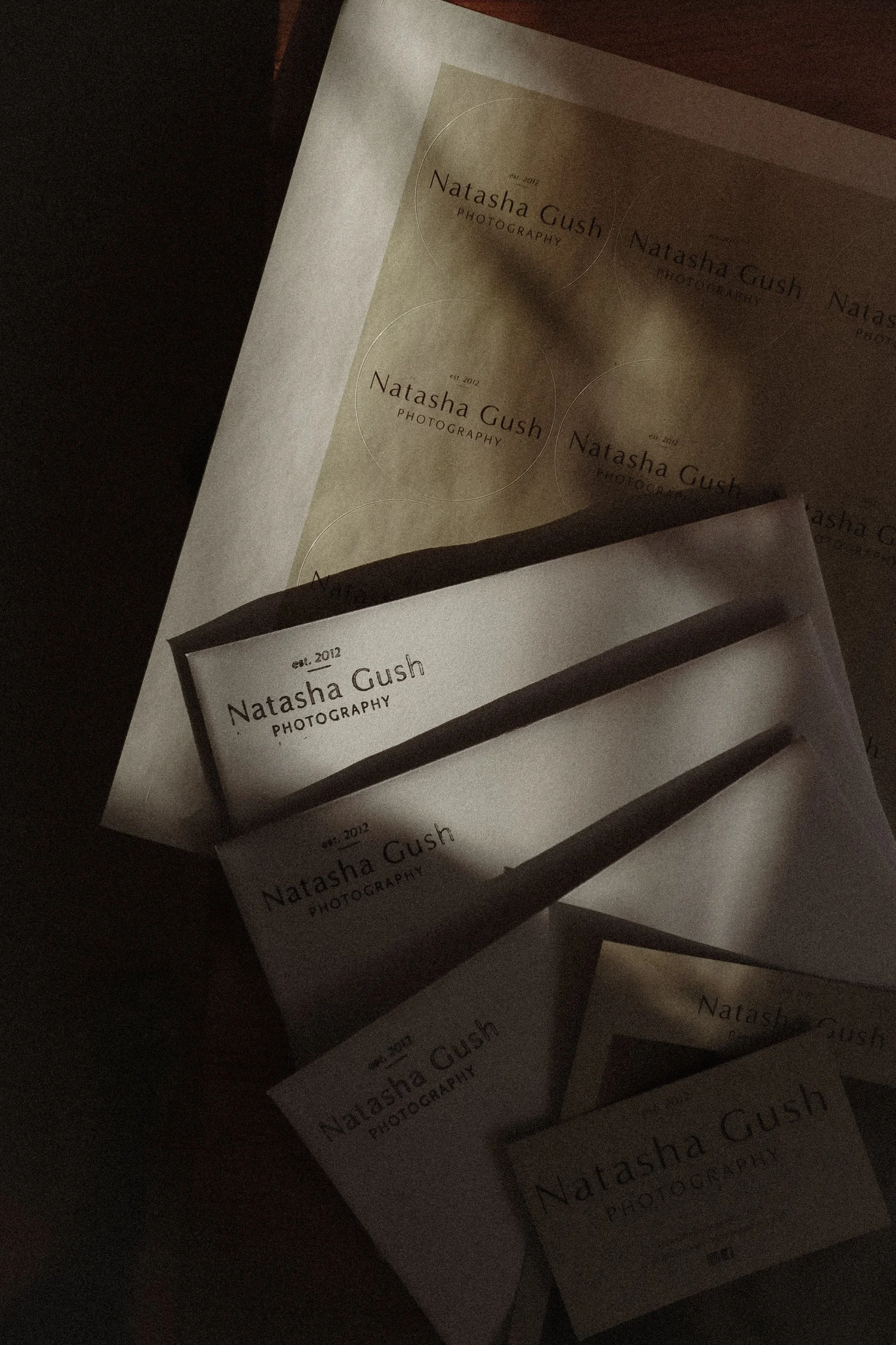 A detail from Natasha Gush Photography’s printed branding