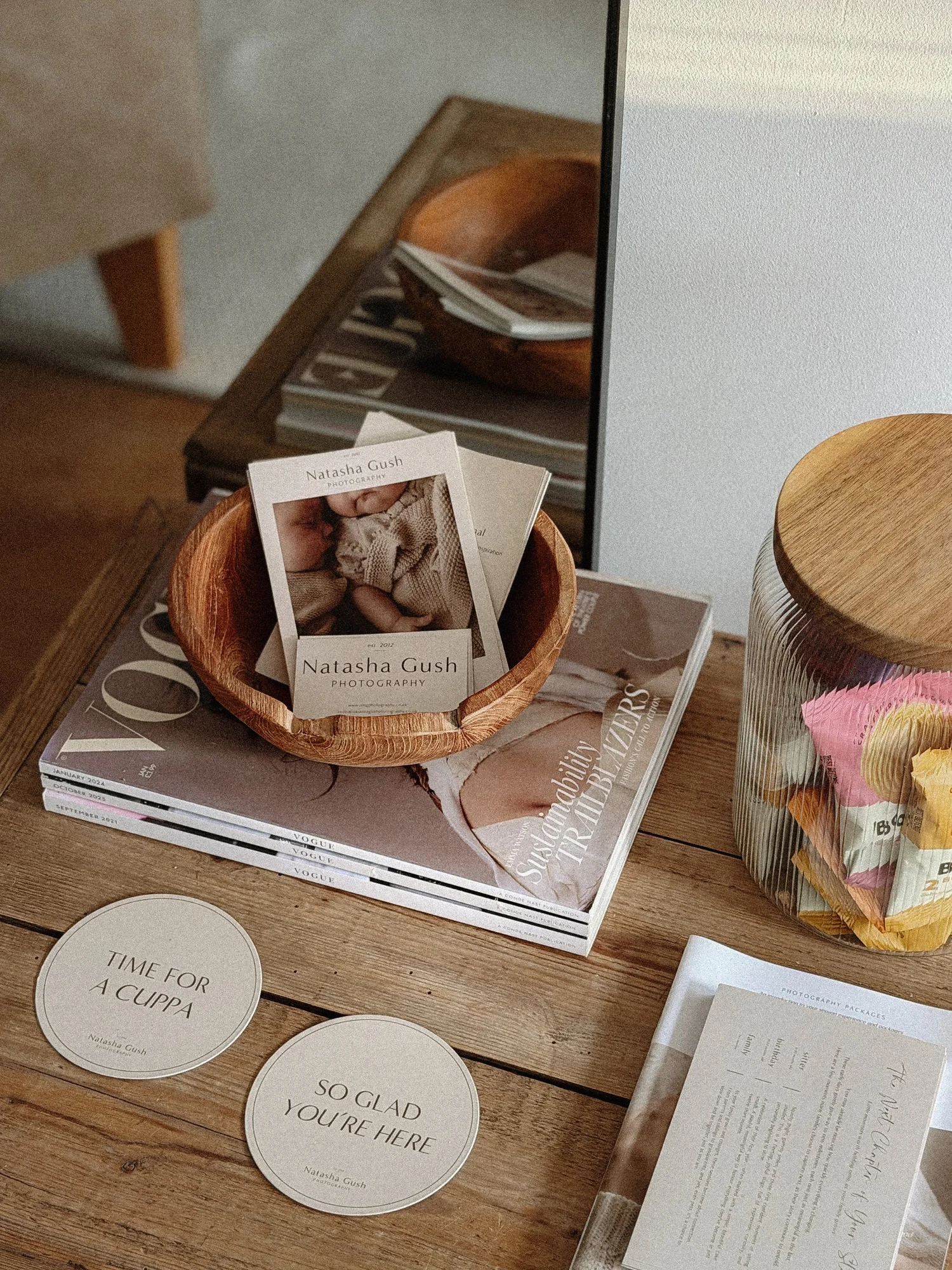 A detail from Natasha Gush Photography’s printed branding