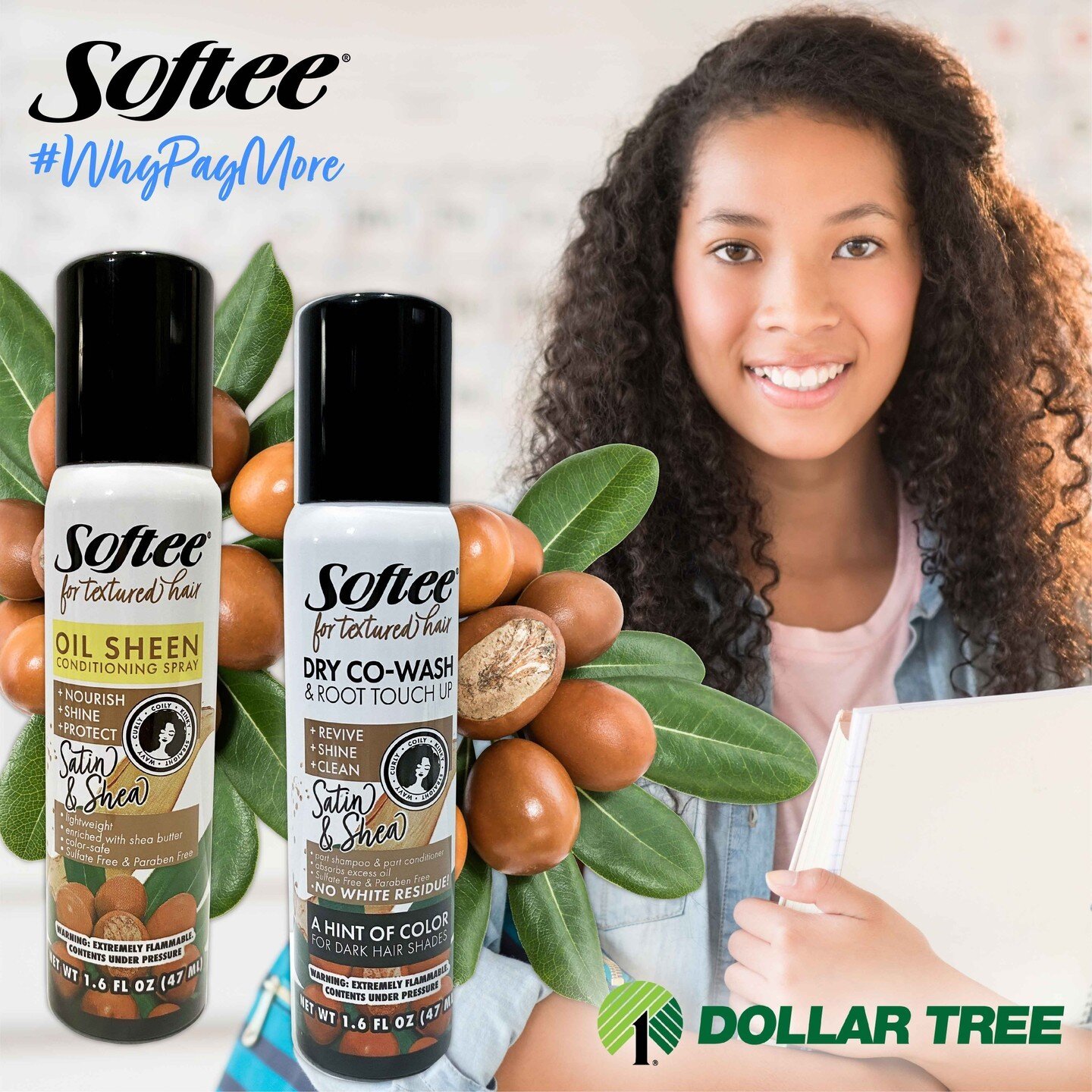 Find your favorite Softee Products and fall in love with keeping those curls clean + nourished + protected + and full of shine!  Softee Oil Sheen and Dry Co-Wash w/Root Touch Up are blended with Shea Oils that LEAVE NO WHITE RESIDUE!  Why pay more fo