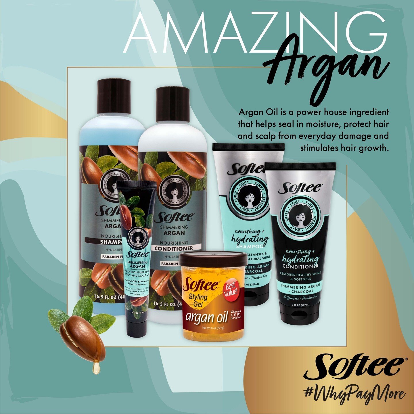 ✨ The Power of Argan Oil ✨

Softee Products has created products around this ingredient to bring you the BEST in haircare. Try Softee Nourishing Shimmering Argan Shampoo and Conditioner for the ultimate wash day experience or Softee Charcoal Infused 