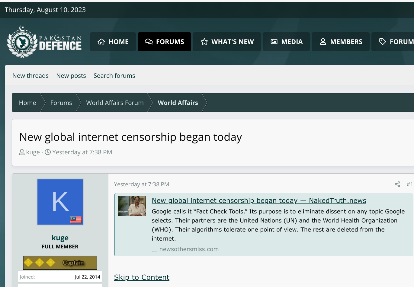 New global internet censorship began today Pakistan+Military+site+censorship+Aug+10th+2023