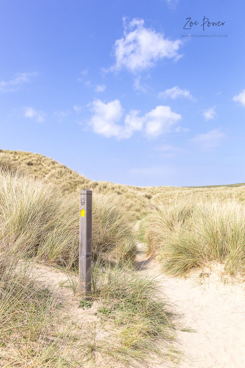 Path through the sand dunes at Holywell Bay, Cornwall 