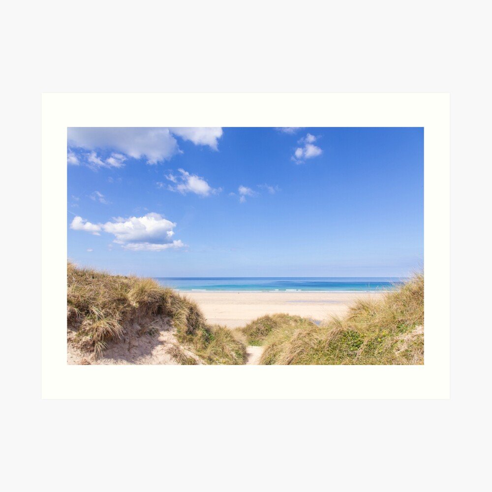 Gwithian Sands beach through the sand dunes, Cornwall