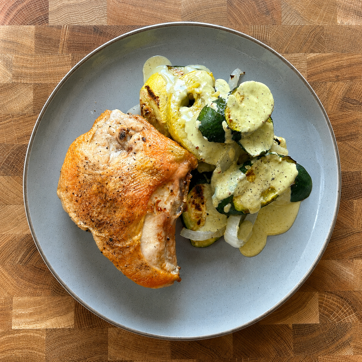 Summer Sattvic Roasted Chicken with Lemon Herb Tahini