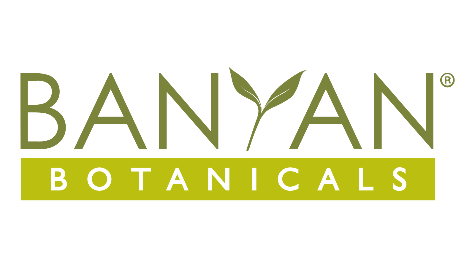 Banyan Botanicals logo with the brand name in large letters and a green leaf in place of the letter 'Y'.
