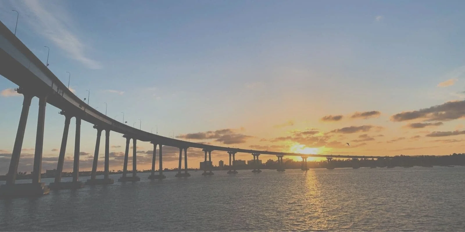 Sunset over San Diego Bay with the Coronado Bridge