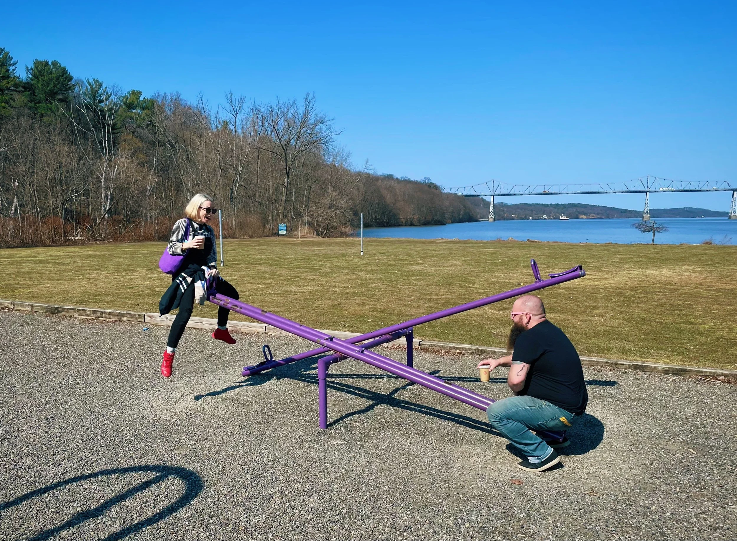Catskill seesaw with spouse, 2022.