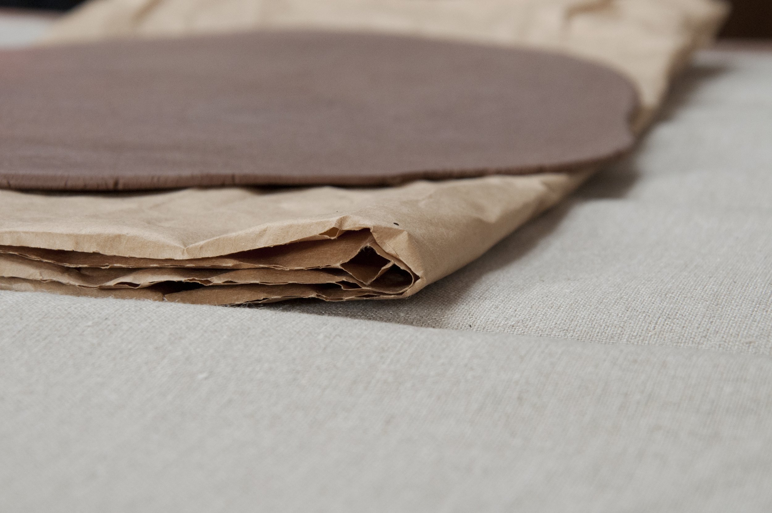 Everything touches everything else, linen, paper, tape, clay, thread, fluff, soap, pumpkin peel, jasmine stem, plywood, London, U.K, 2018-2019