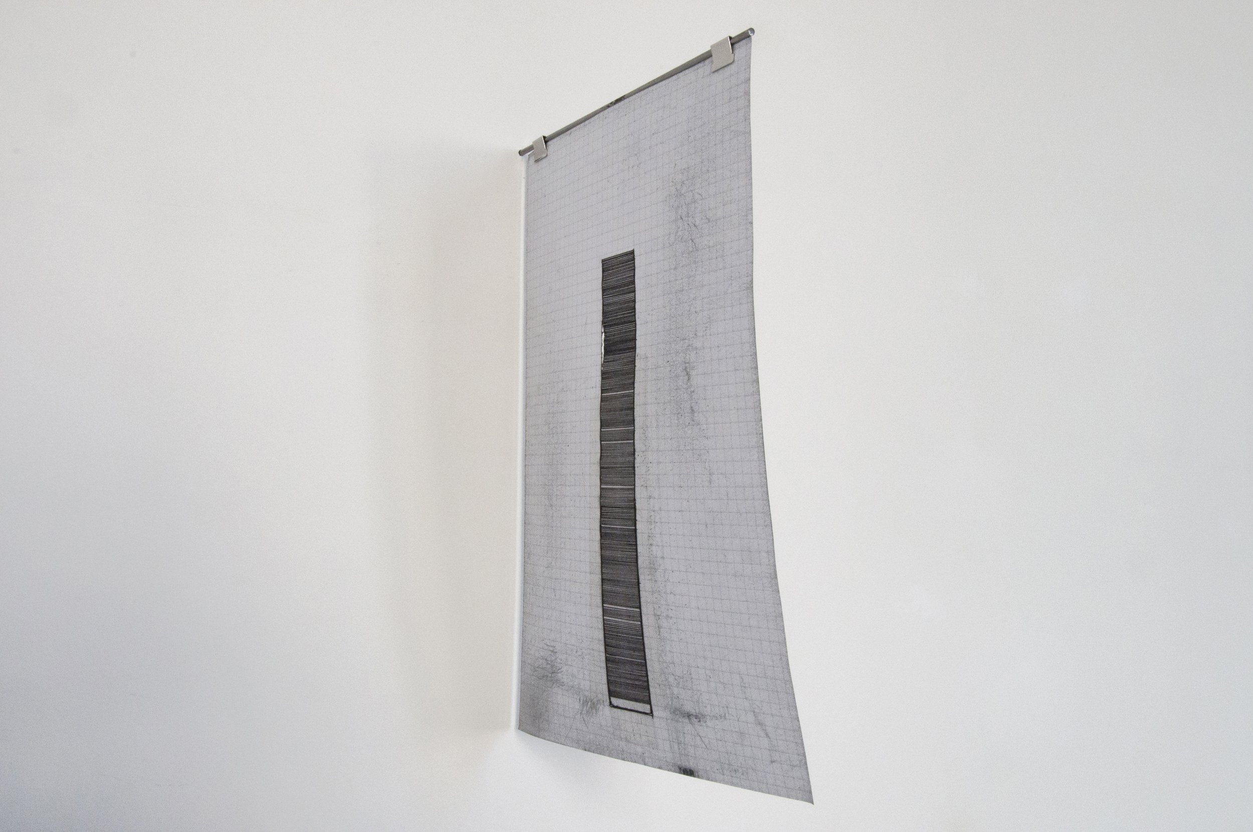 Remainder 10/14-09/15, pips, stones and seeds from food consumed, carbon, carbon paper, biro, paper, Turin, Italy, 2015