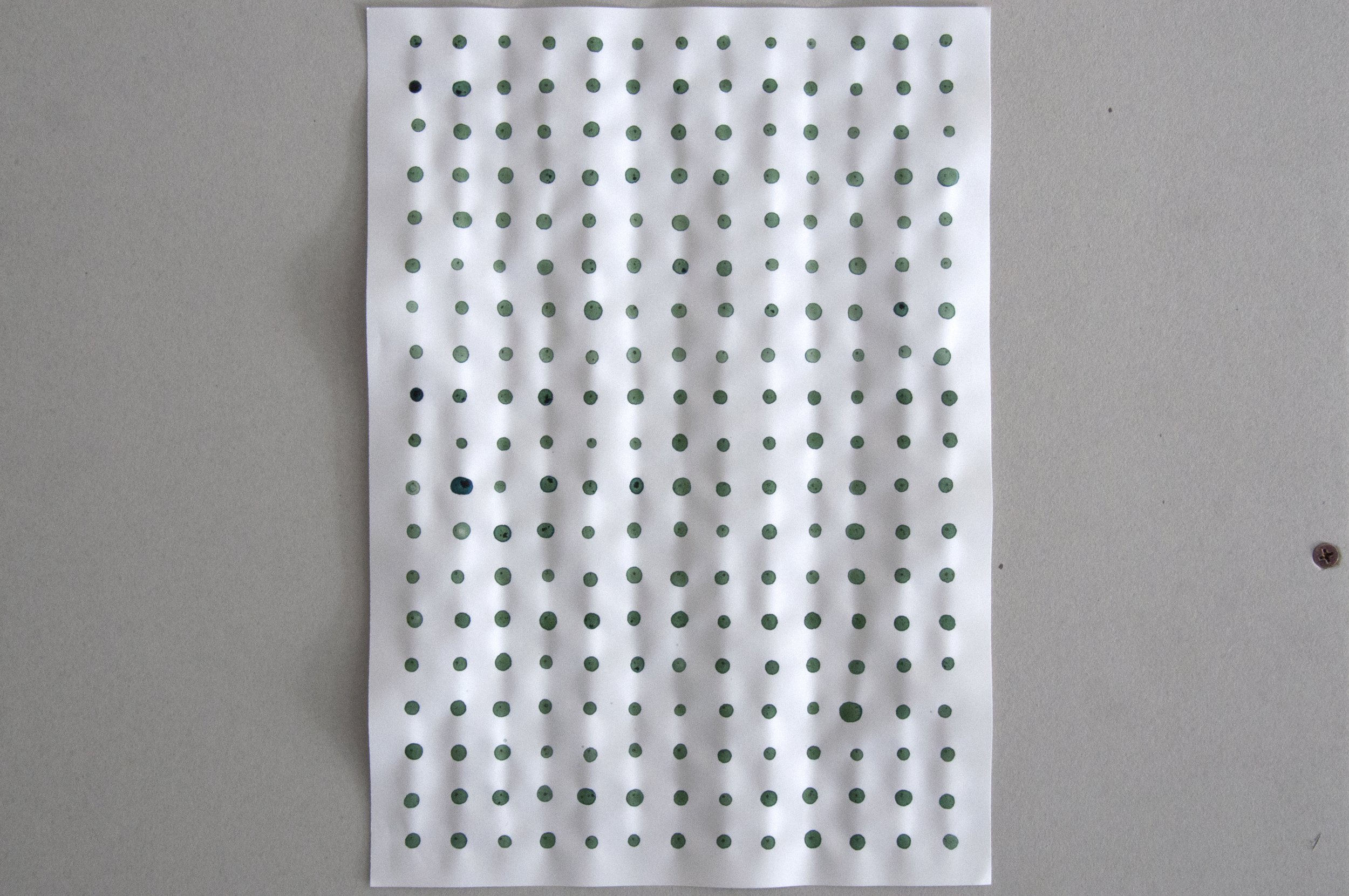 Point, twine, plasterboard, rubber bands, rubber corks, masking tape, nails, pencil, paper, Spirulina, matches, oil, London, U.K, 2016