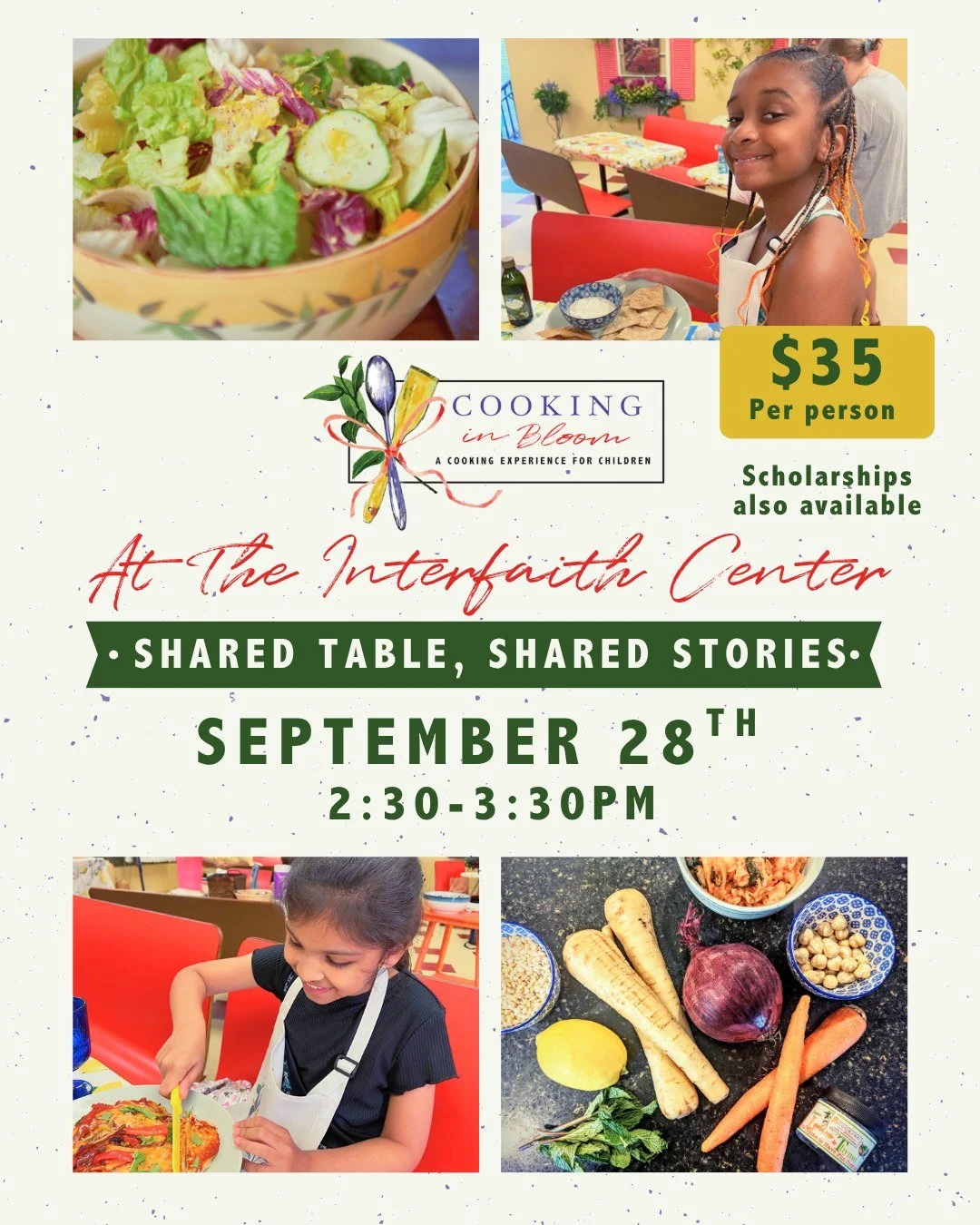 At Cooking in Bloom, we believe that food does more than nourish our bodies&mdash;it connects us to one another and to something greater. Around the world and across faith traditions, food plays a powerful role in celebration, reflection, and communi