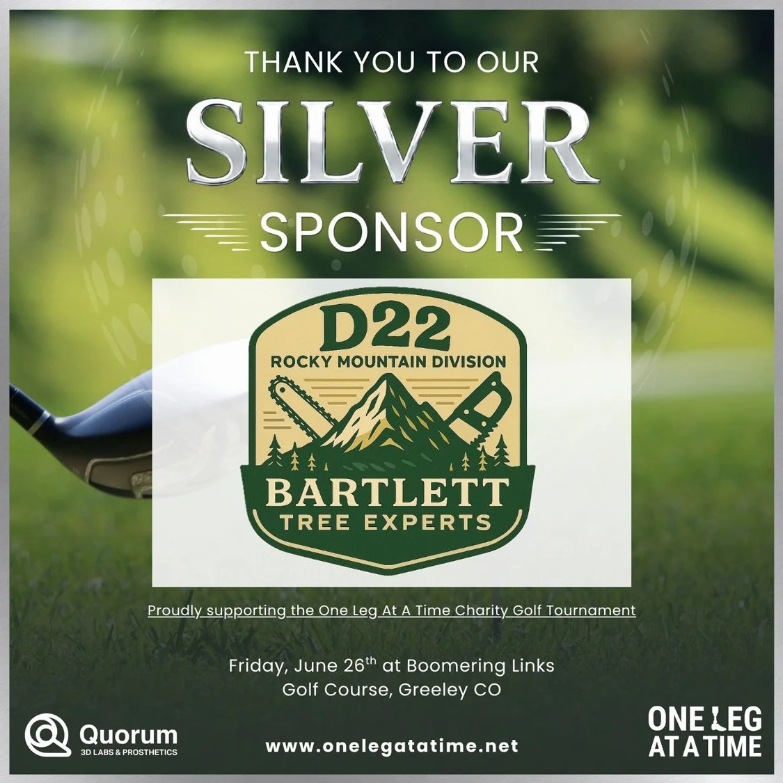 Bartlett Tree Experts is a Silver Sponsor of the One Leg At A Time Charity Golf Tournament, helping make this year’s event possible.