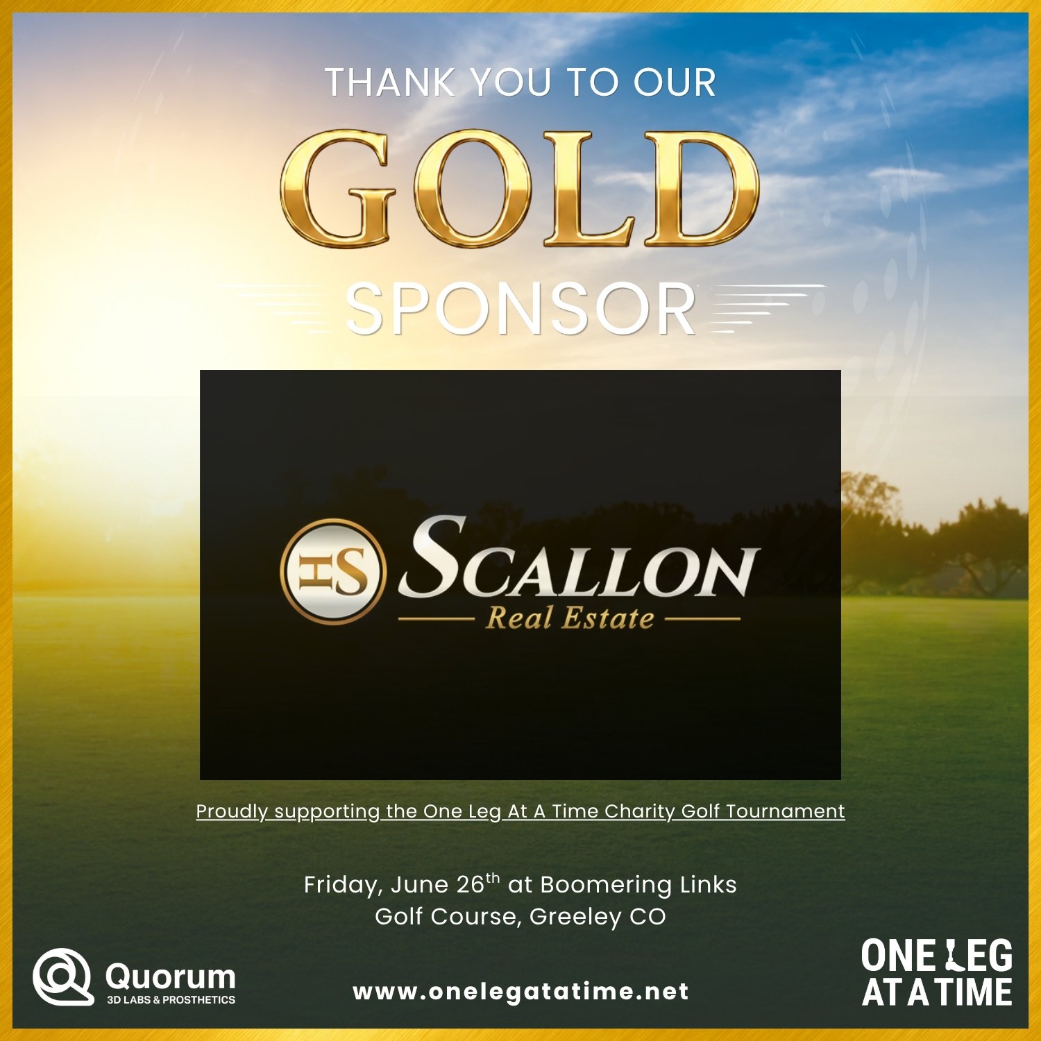 Scallon Real Estate is a Gold Sponsor of the One Leg At A Time Charity Golf Tournament.