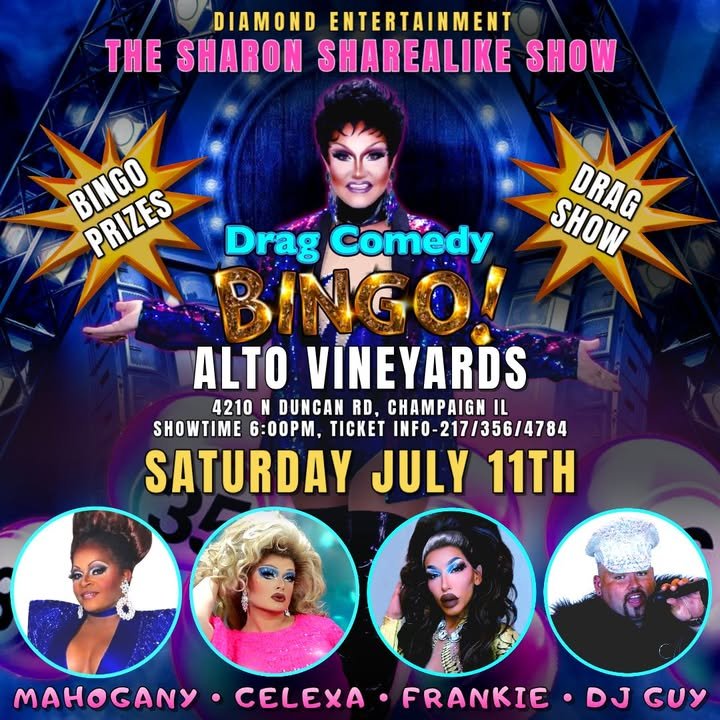 The Sharon Sharealike Show Presents - Drag me to Comedy Bingo on The Patio
