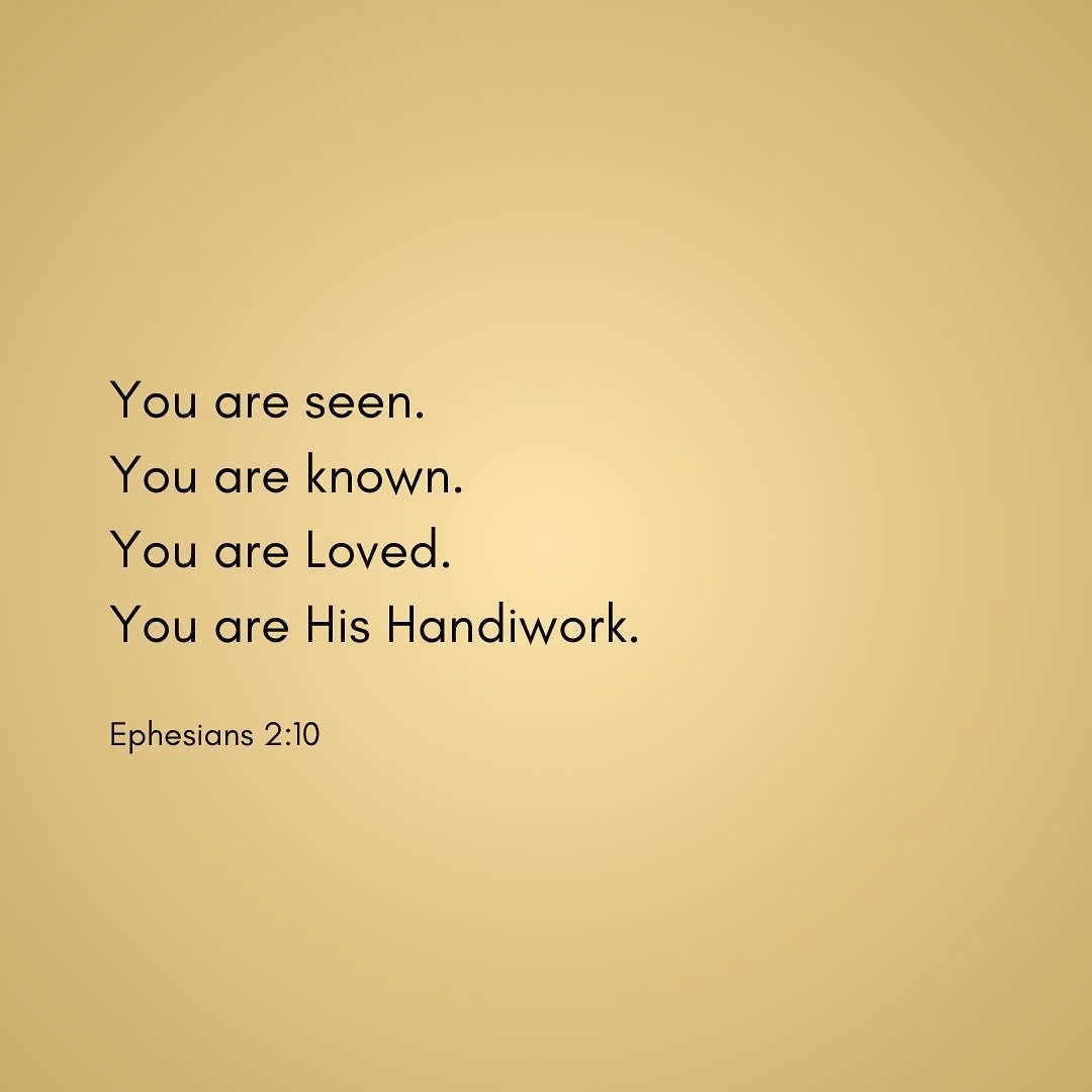 I didn&rsquo;t always believe this. 

There were days I looked in the mirror and saw someone unworthy, unfinished&hellip; invisible.

But God&rsquo;s truth is louder than our fear.
You are seen. You are known. You are His handiwork.

&hearts;️Handiwo