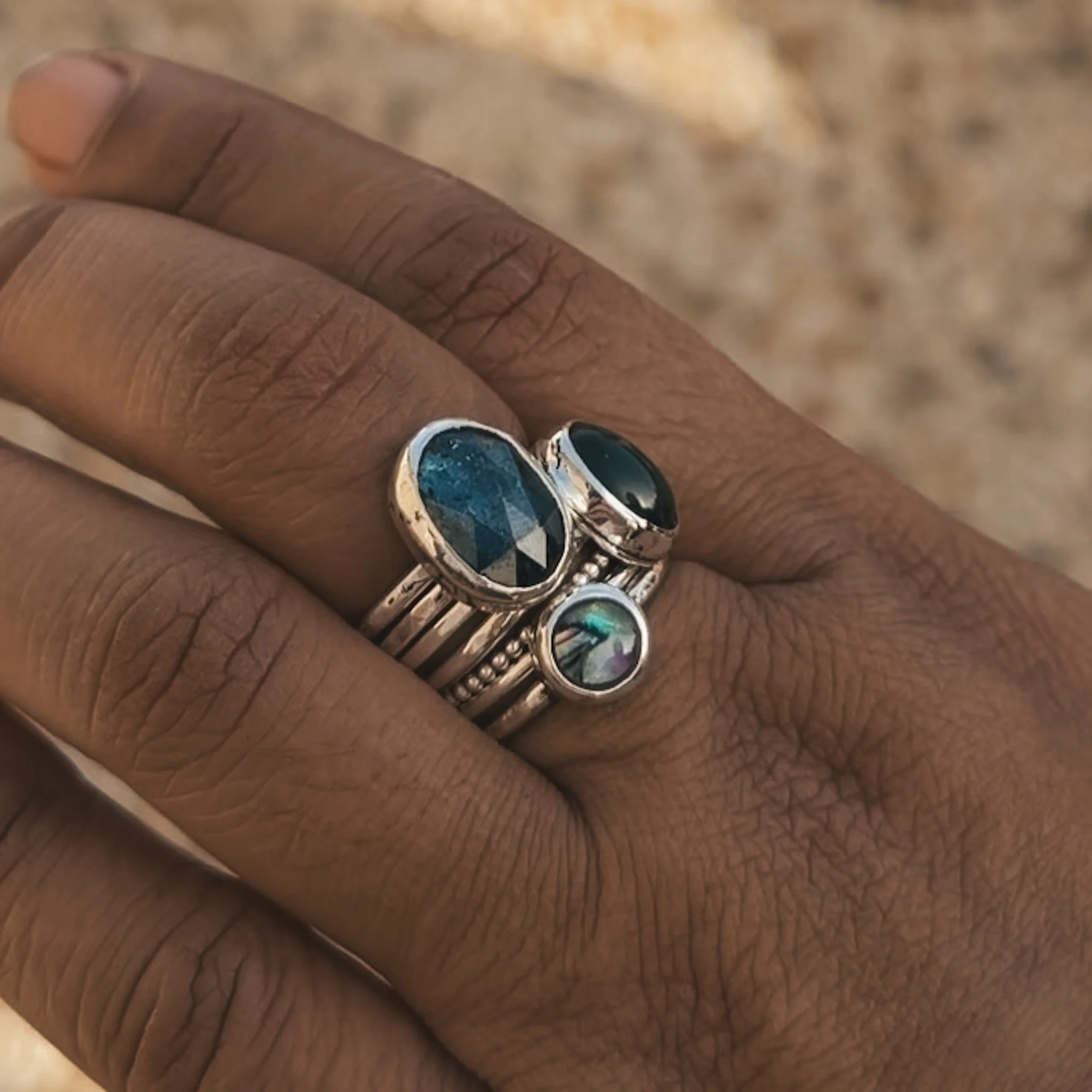 Stack of Gemstone Rings by Marsha F.
