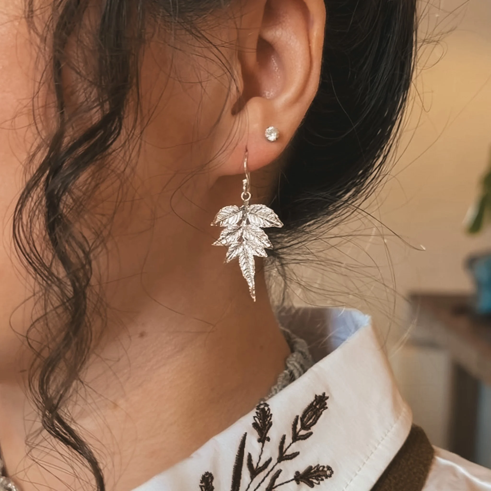 Silver Trumpet Vine Earrings by Lauren P.