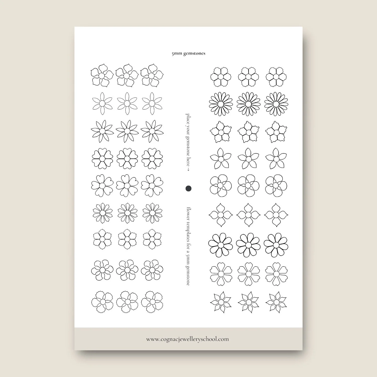 Gemstone Flower Stud Earrings Project. Templates.JPG