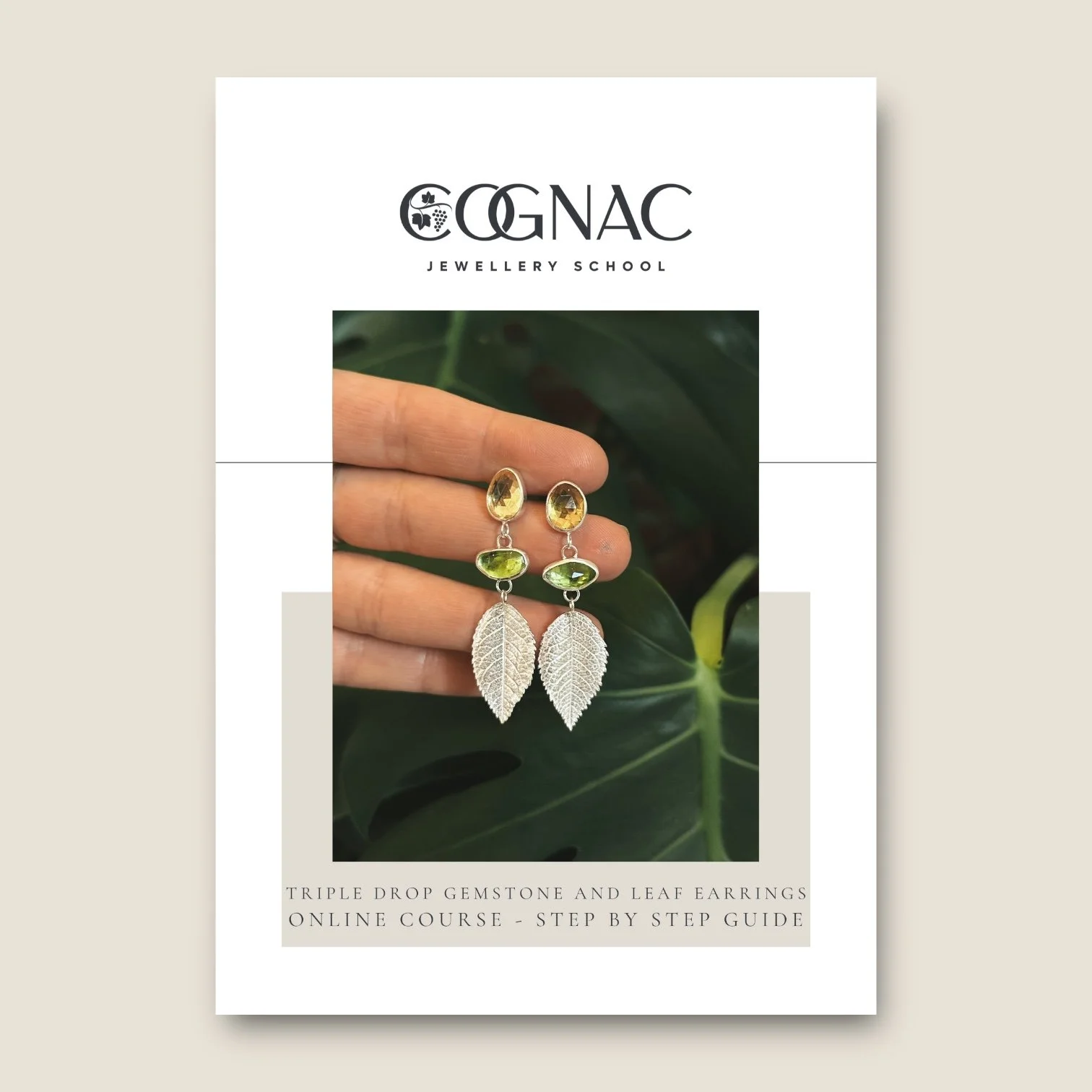 Triple Drop Gemstone & Leaf Earrings | PDF Project Download