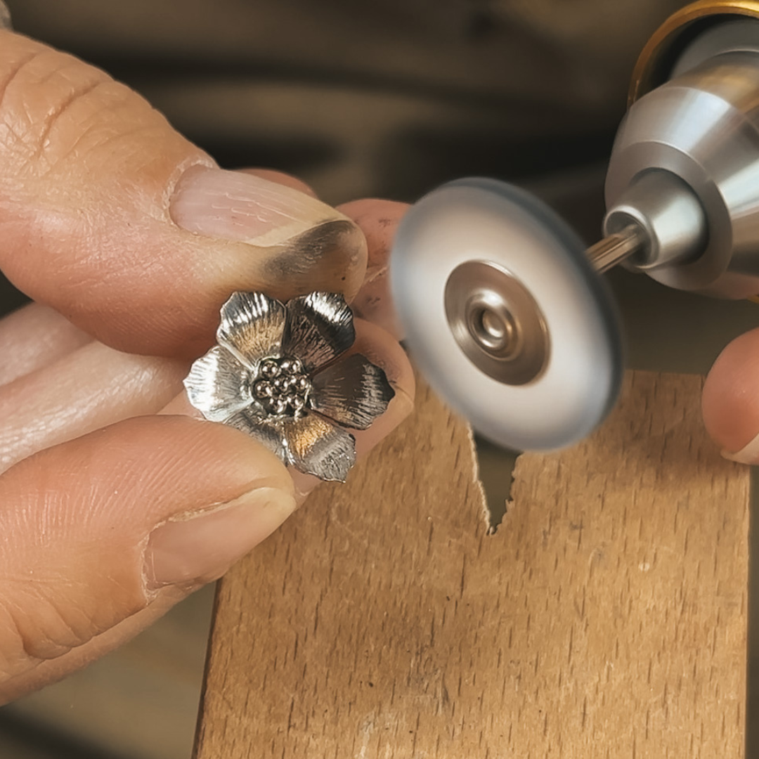 Polish either by hand, with a pendant motor, or with a barrel polisher