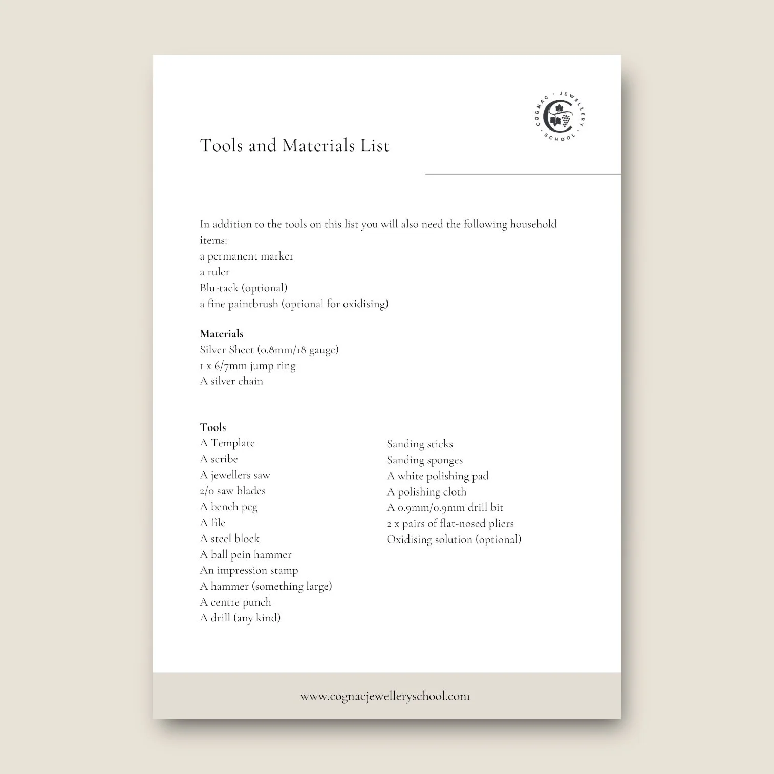 Hammered Silver Charm Necklace Project PDF Page 2.JPG