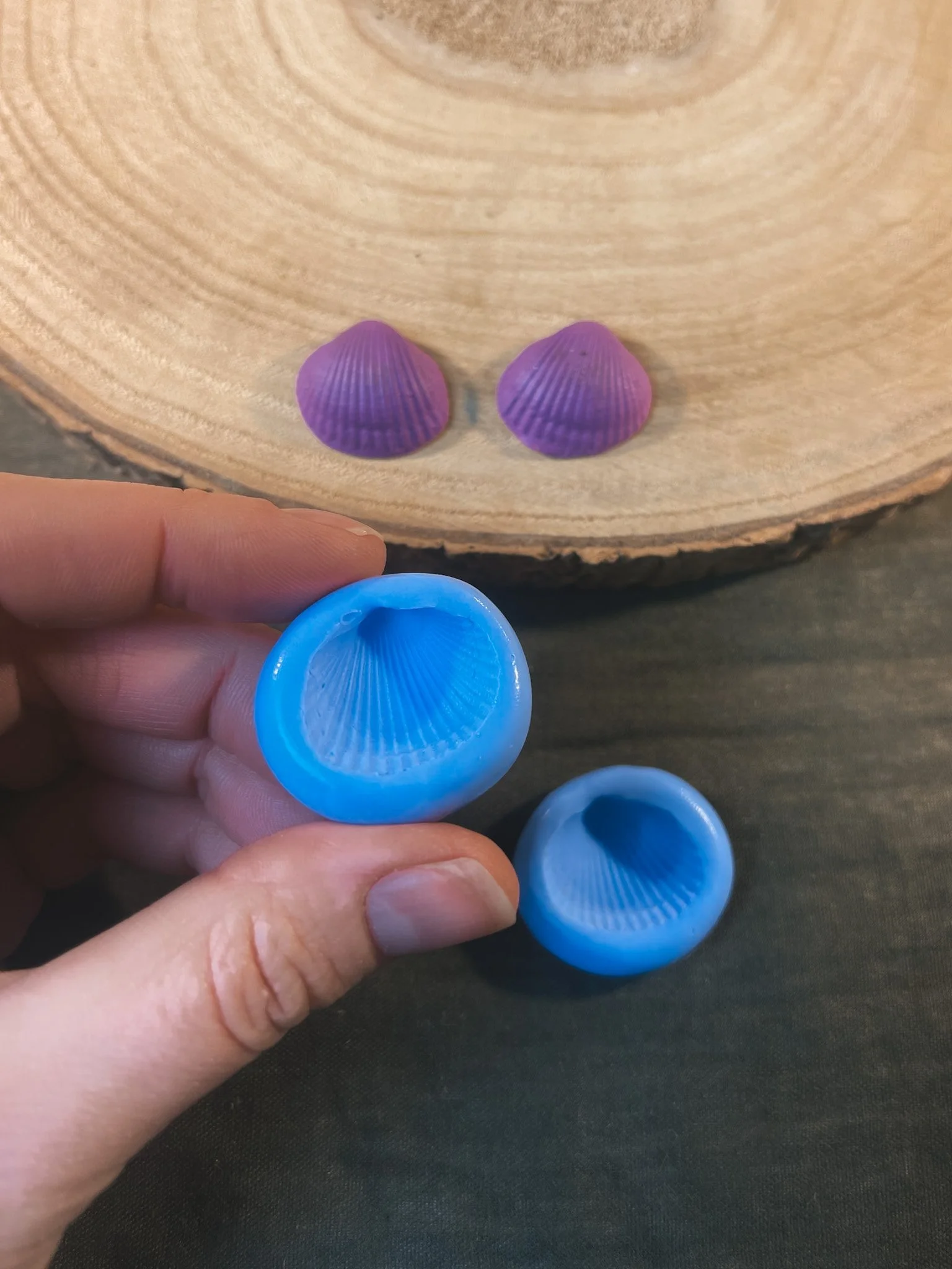 bivalve cockle shell silicone mould for silver clay 4.jpg