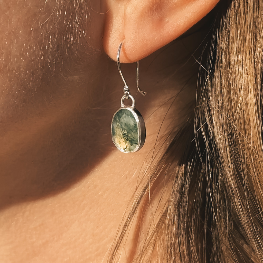 And voilà, a pair of perfect silver set cabochon gemstone earrings!