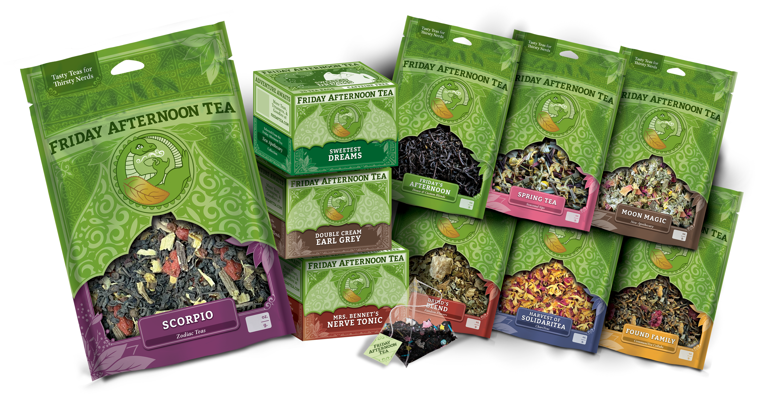 Box and Pouch Graphic Design for Tea and CPG