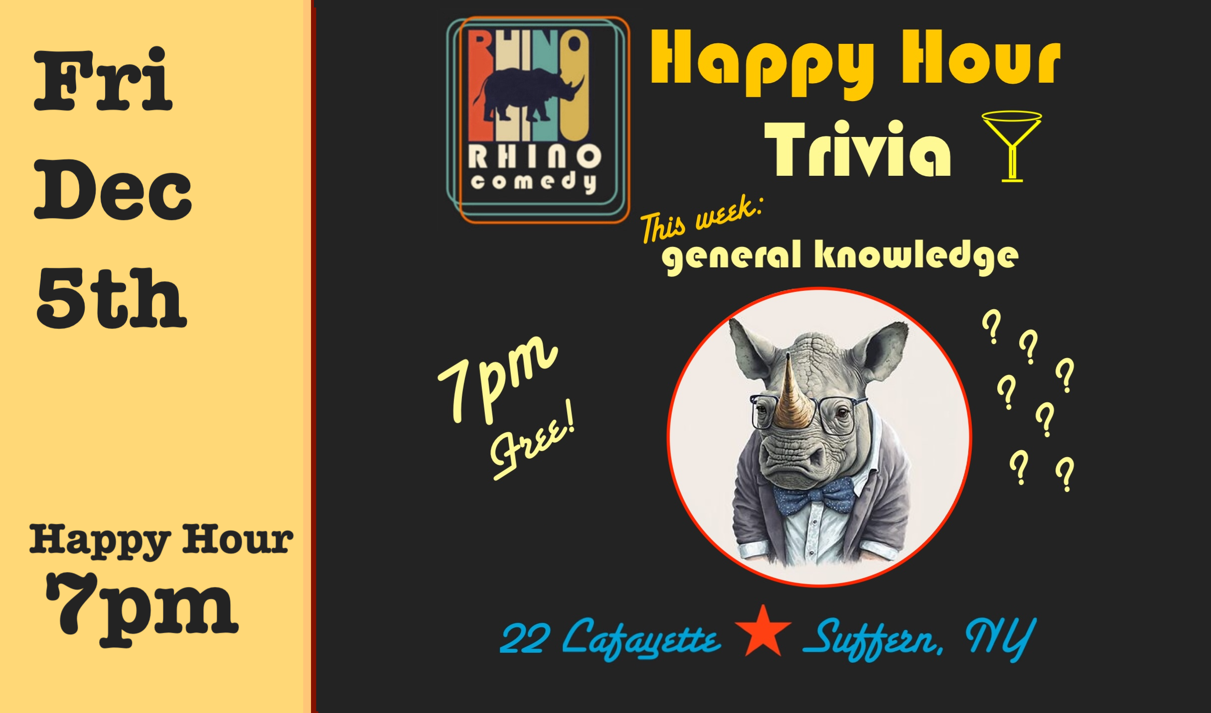 Fri March 6th  Happy Hour Trivia  7pm
