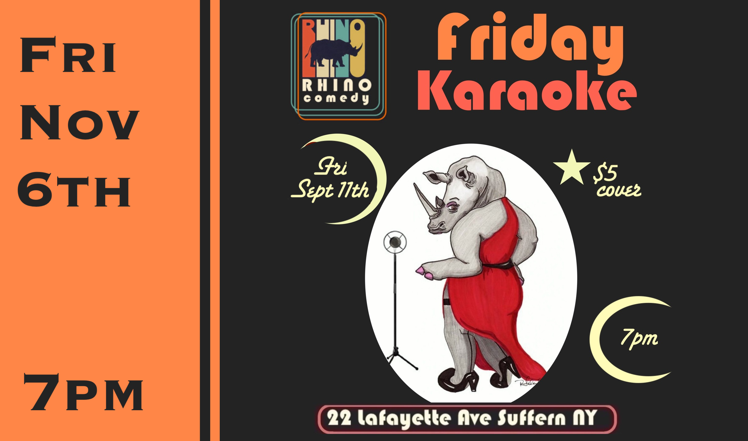Fri Nov 6th Rhino Karaoke 7pm