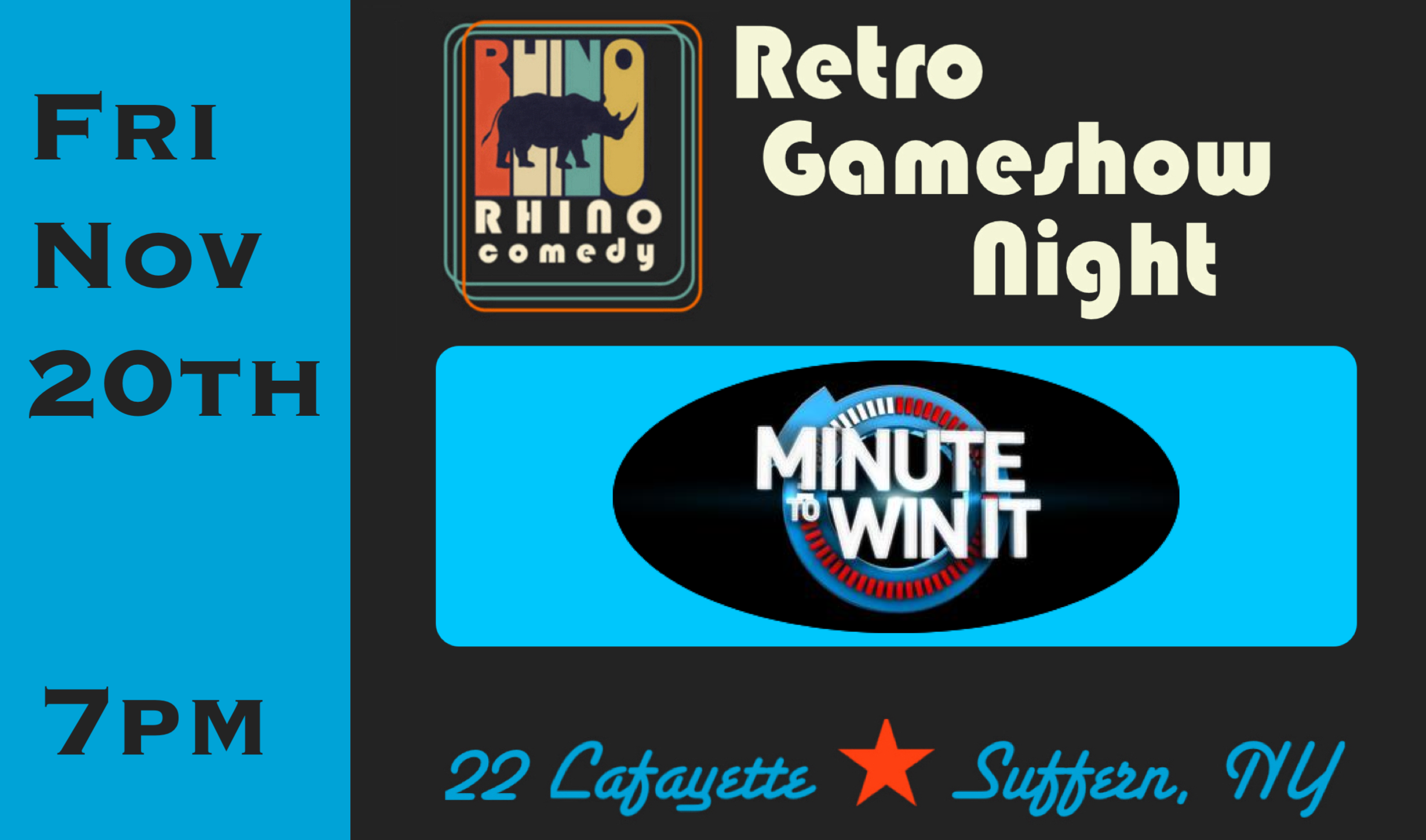Fri Nov 20th Game Show Minute to Win It!  7pm