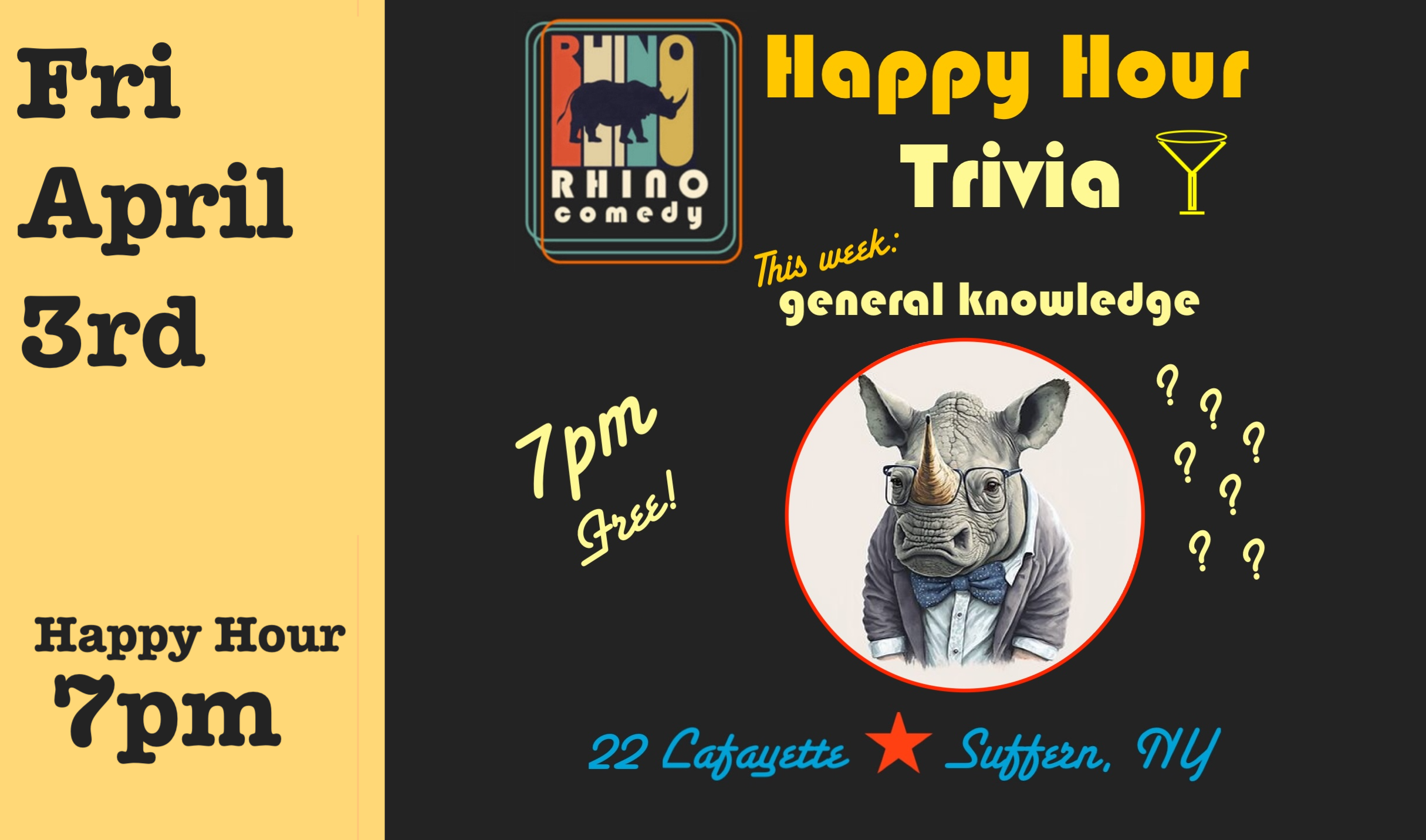 Fri April 3rd Happy Hour Trivia 7pm