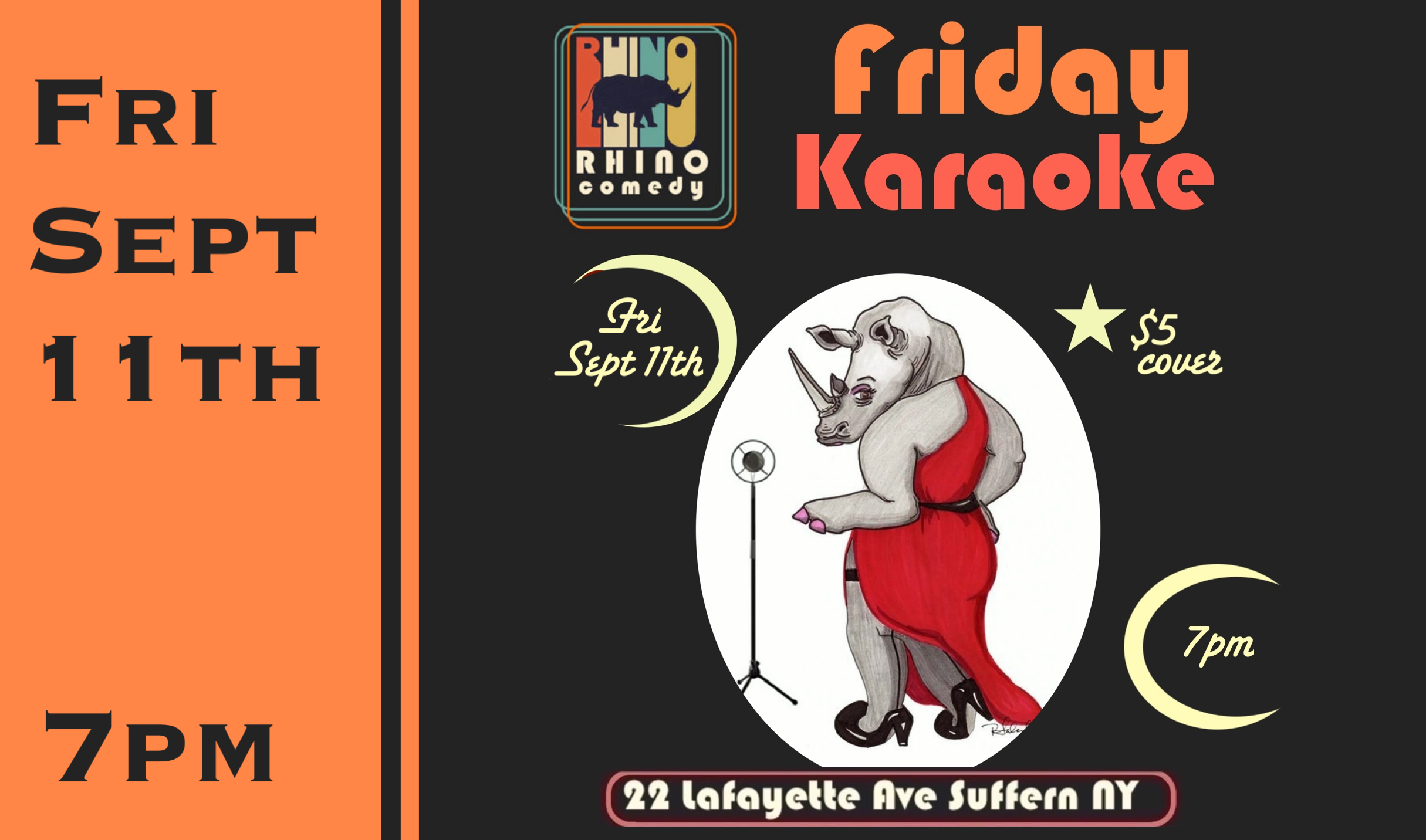 Fri Sept 11th Karaoke at Rhino!  7pm