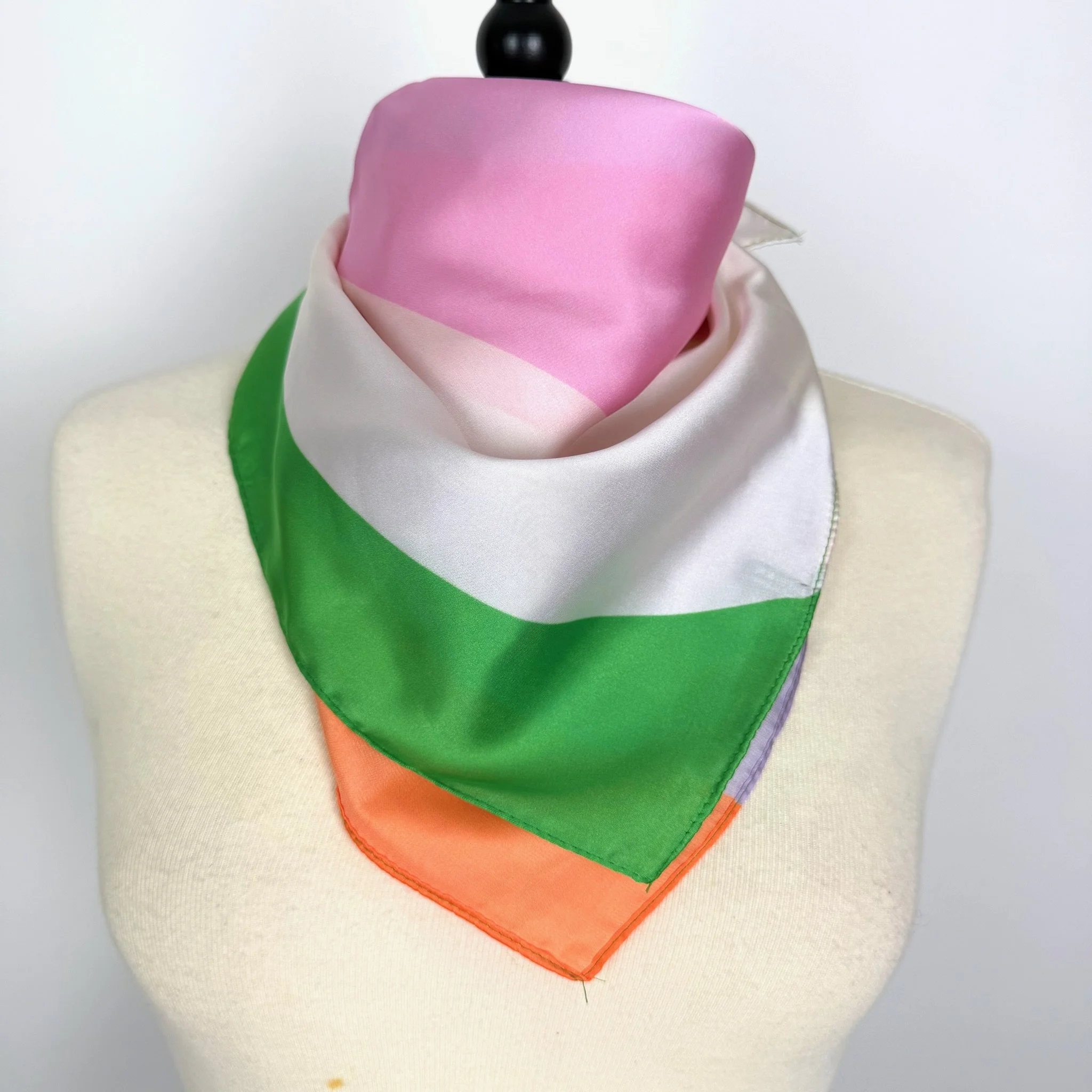NECKERCHIEF Silk Square Scarf PINK/GREEN